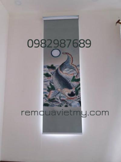 Rèm cuốn tranh cá chép ngắm trăng AH 02