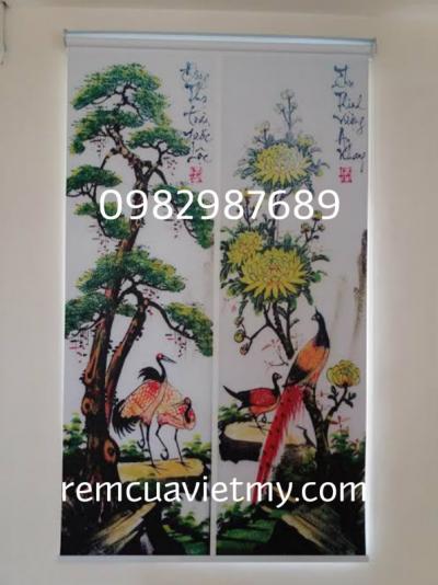 Rèm cuốn tranh Tùng Cúc MH 02