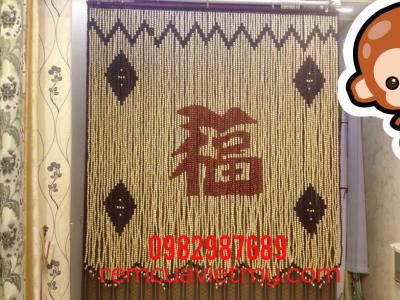 Rèm hạt gỗ chữ phúc đỏ K002