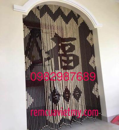 Rèm Hạt gỗ chữ phúc, hình quả trám KT04
