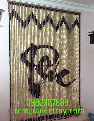 Rèm hạt gỗ chữ Phúc thư pháp K2