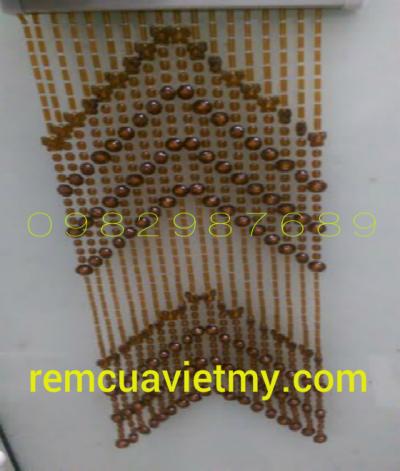 Rèm hạt nhựa giả nâu giả pha lê