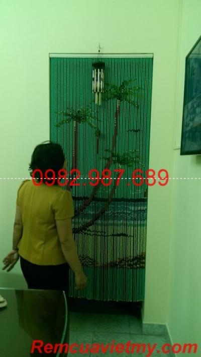 Rèm hạt nhựa kết tranh cây dừa 1