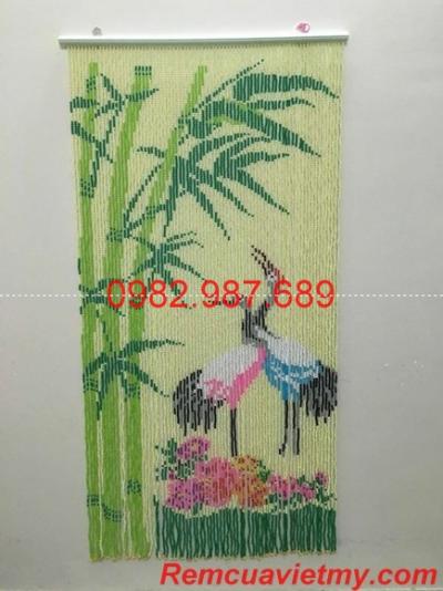 Rèm hạt nhựa kết tranh cây Tre, con Hạc