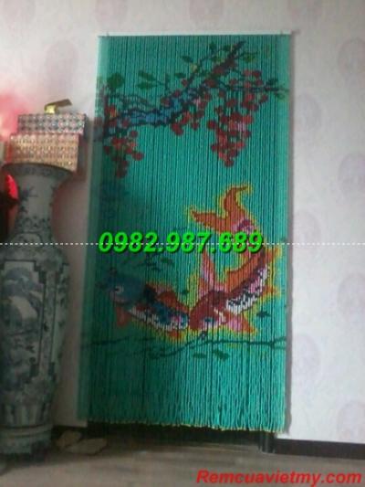 Rèm hạt nhựa kết tranh con cá