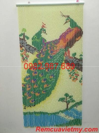 Rèm hạt nhựa kết tranh đôi Công
