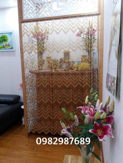 Rèm hạt nhựa màu kem