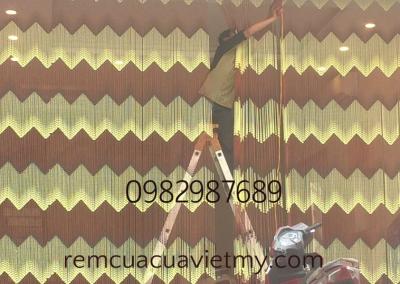 Rèm hạt nhựa nâu vàng 006