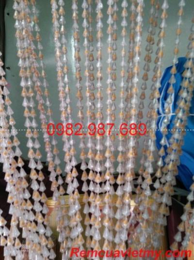 Rèm hạt nhựa trắng vàng cam
