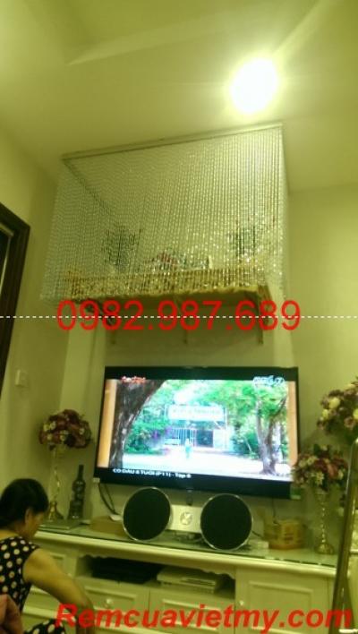 Rèm hạt nhựa trắng xanh 03 bàn thờ